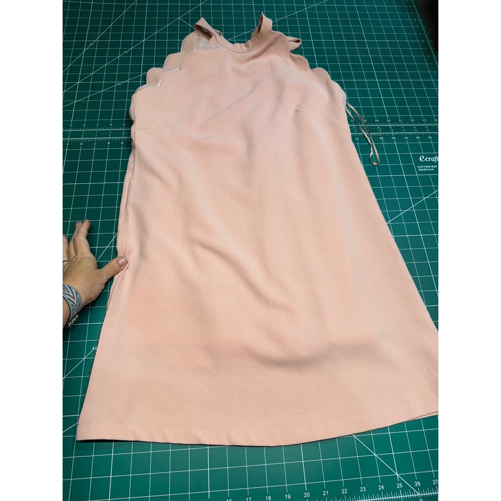 Vanilla Bay Pink Scalloped High Neck Sleeveless Shift Mini Dress Womens Small